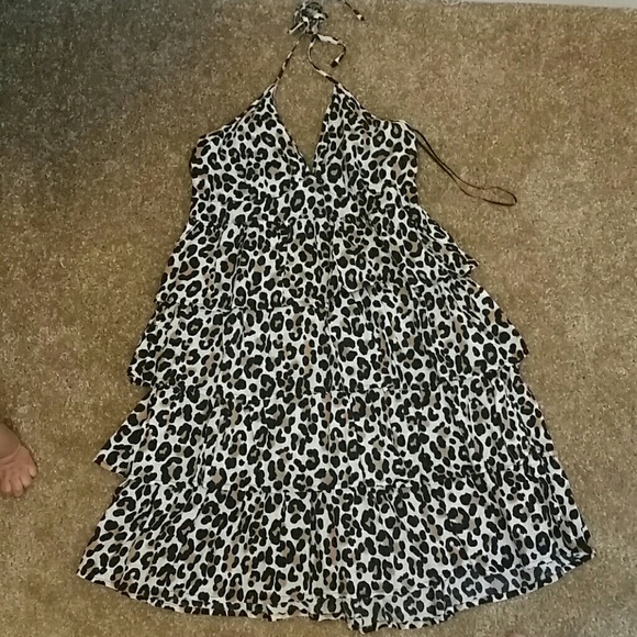 Leopard neck strap dress