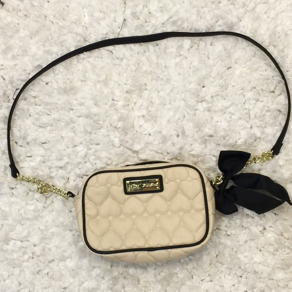 Cream & Black Beaty Johnson Cross body purse