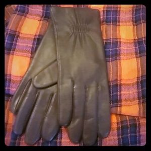 Purple leather gloves!