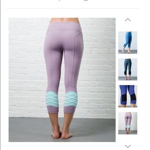 lavender Crane & Lion crops with detailing on calf