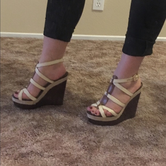 Jessica Simpson white strappy wedges