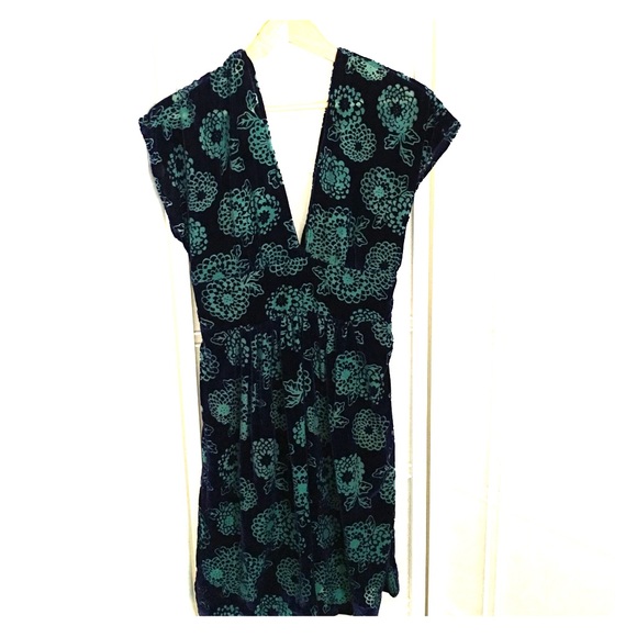 Retro purple and turquoise Velvet dress