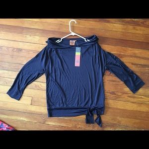 NWT Tory Burch navy 100% silk blouse