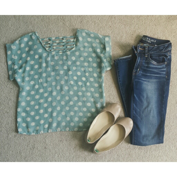Charlotte Russe Polka Dot Chiffon Top