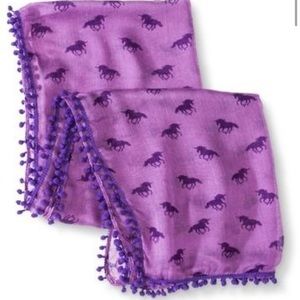 Super adorable purple pom pom unicorn scarf!