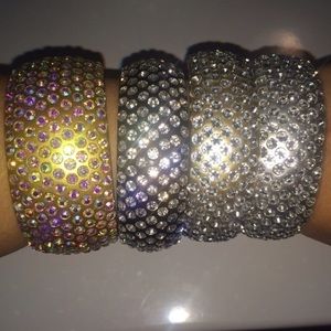 Bundle of 4 Rhinestone bangle bracelets