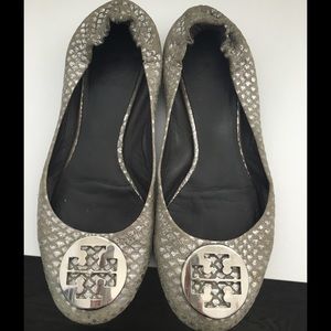 Silver snakeskin Tory Burch Revas