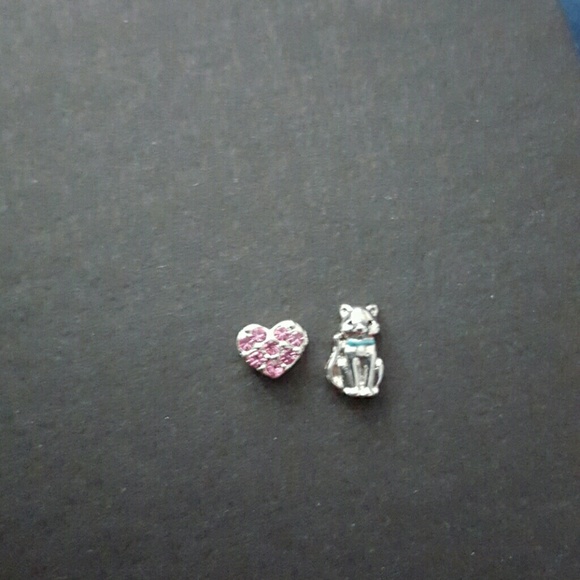 FINAL SALE Cat and hear oragami owl charms