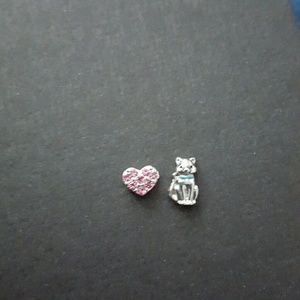 FINAL SALE Cat and hear oragami owl charms