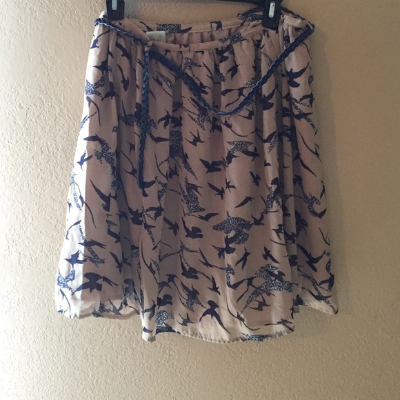 Tan and navy bird skirt