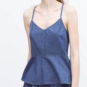 Zara Peplum Denim Camisole Top