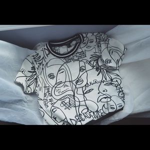 Forever 21 Abstract Varsity- striped Top