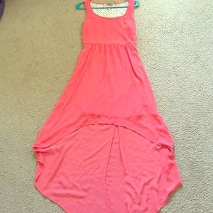 Peach high low dress with lace back
