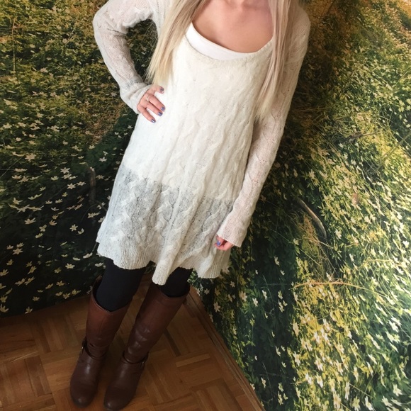 Free People cream sweater dress