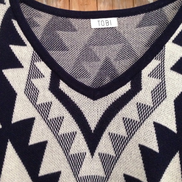 Tobi Size S/M Blue Aztec Sweater Dress - Picture 2 of 4