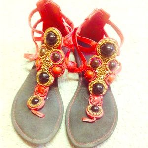 Red gladiator sandals