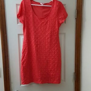 Isaac Mizrahi stretch coral crochet dress XL