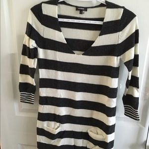 Sweater Dress - Size Small - Gray & Cream