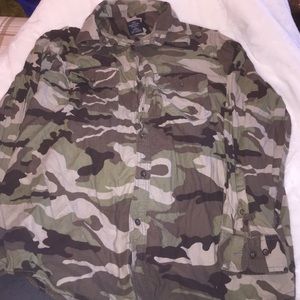 Long sleeve, button down camo shirt