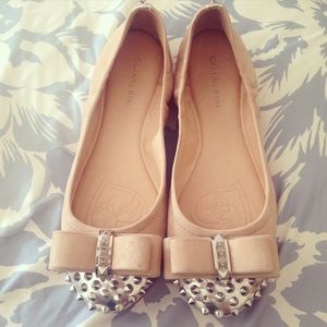 Leather Studded Bow Flats