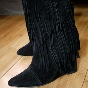 Suede black over the ankle boots