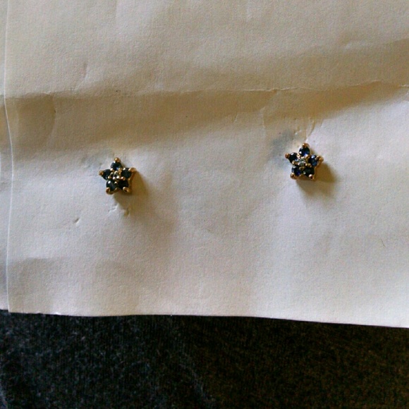 Star sapphire & diamond stud earrings