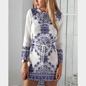 porcelain print white dress