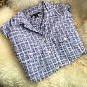 Purple plaid button up