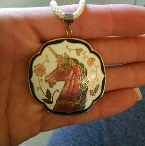 Cloisonné Unicorn pendant with cord