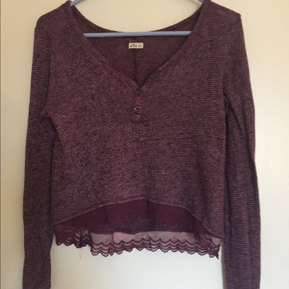 Hollister knit shirt with lace trim