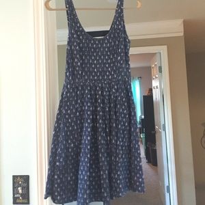 Navy and white patterned cut out dress