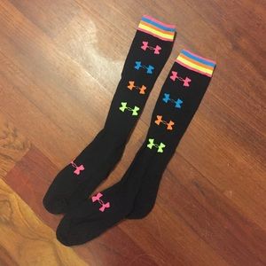 Knee high neon under armour socks