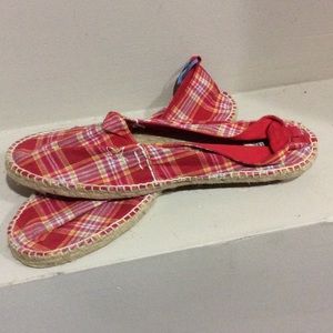 Flat festive espadrille slides.