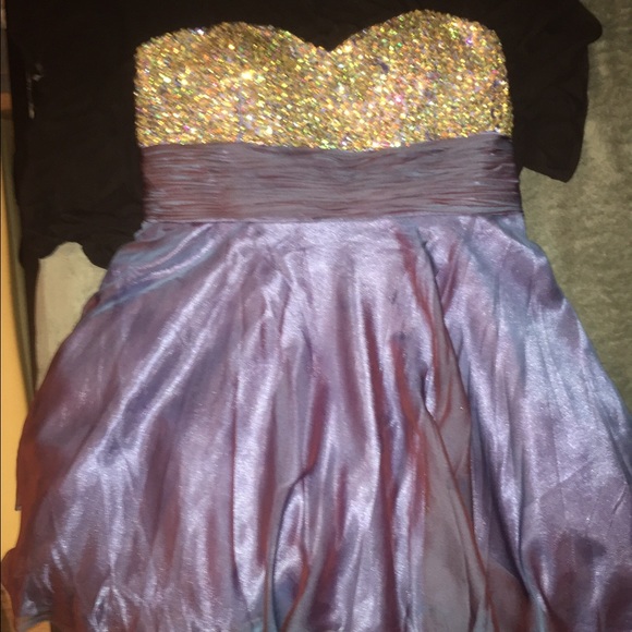 embroidered blue prom dress