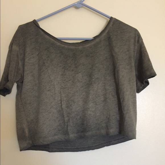 Army green distressed crop top