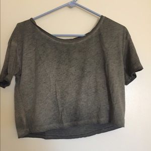 Army green distressed crop top