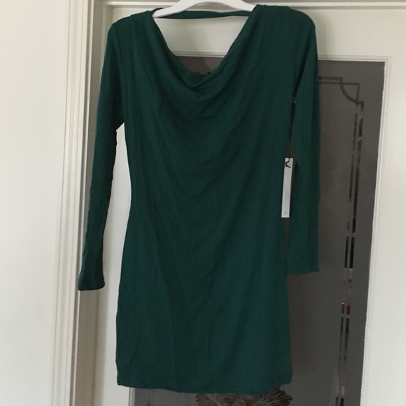 Long Sleeve tourmaline colored jersey dress