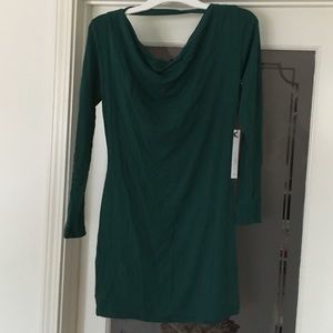 Long Sleeve tourmaline colored jersey dress