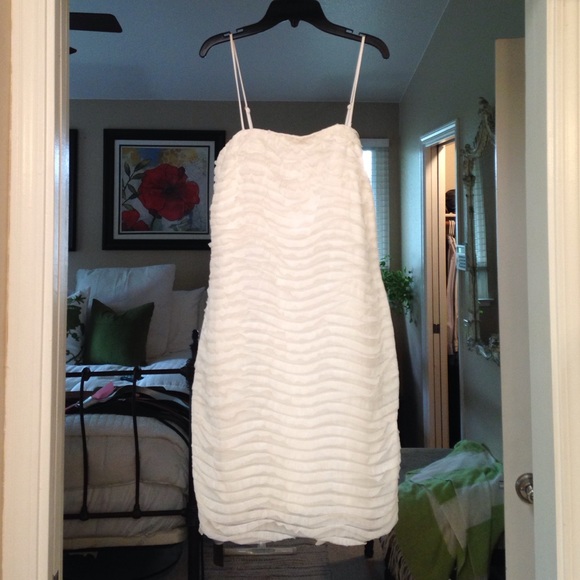 White Calvin Klein tule dress with boning .