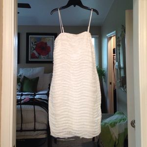 White Calvin Klein tule dress with boning .