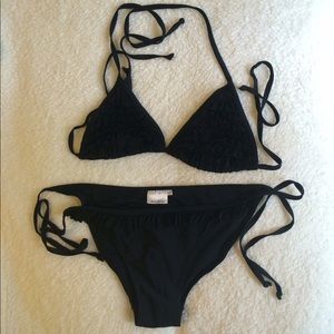 Aldo ruffled black string bikini