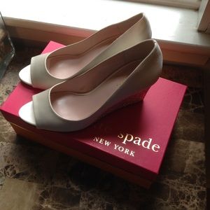 Kate Spade silver/ivory 'radiant' wedges