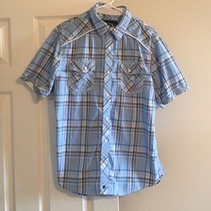 Buckle Black Men's Short Sleeve Button Up