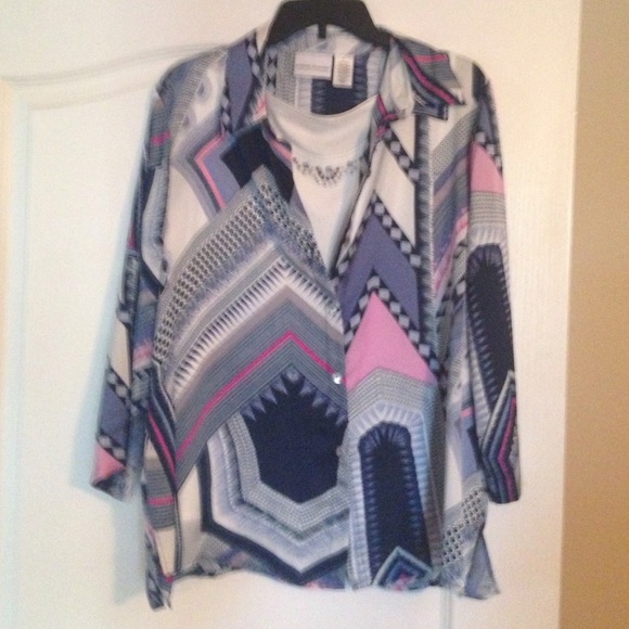 Alfred Dunner 2 pc. Button down blouse with tank.