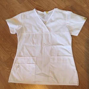 White scrub top