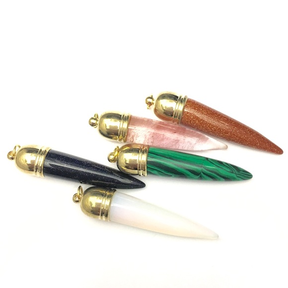 Pack Of 5:Variety Of Tooth Horn Gemstone Pendants