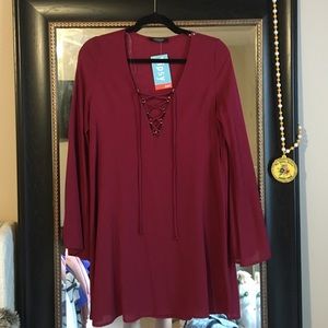 Medium Berry lace up dress NWT