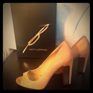 Brian Atwood Pavani suede peep toe