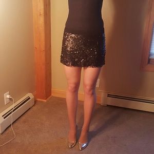 Black Mini Sequin Skirt