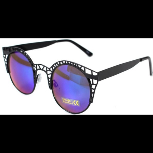 Regina Sunglasses- black/ purple reflective lens